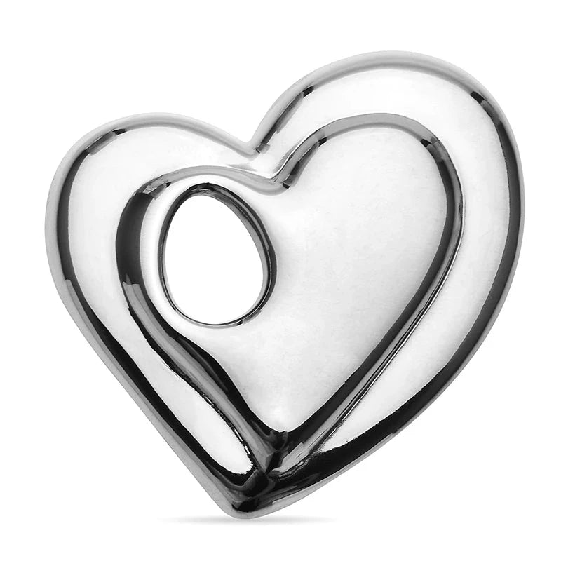 Open Double Heart Stainless Steel Brooch — Silver