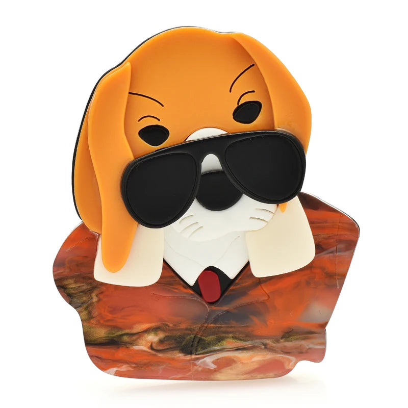 Dog with Sunglasses Acrylic Brooch