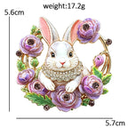 Rabbit in Rose Wreath Brooch
