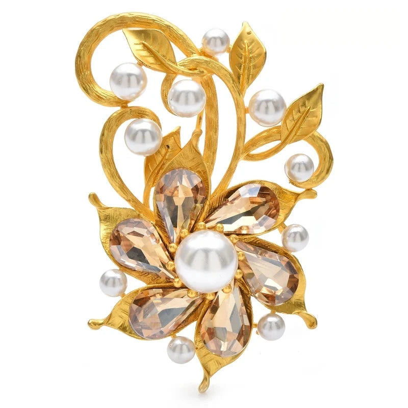 Golden Scrollwork Flower with Pearl-Look Center Brooch product variant photo