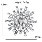 Faceted Rhinestone Sunburst Brooch — dimensions