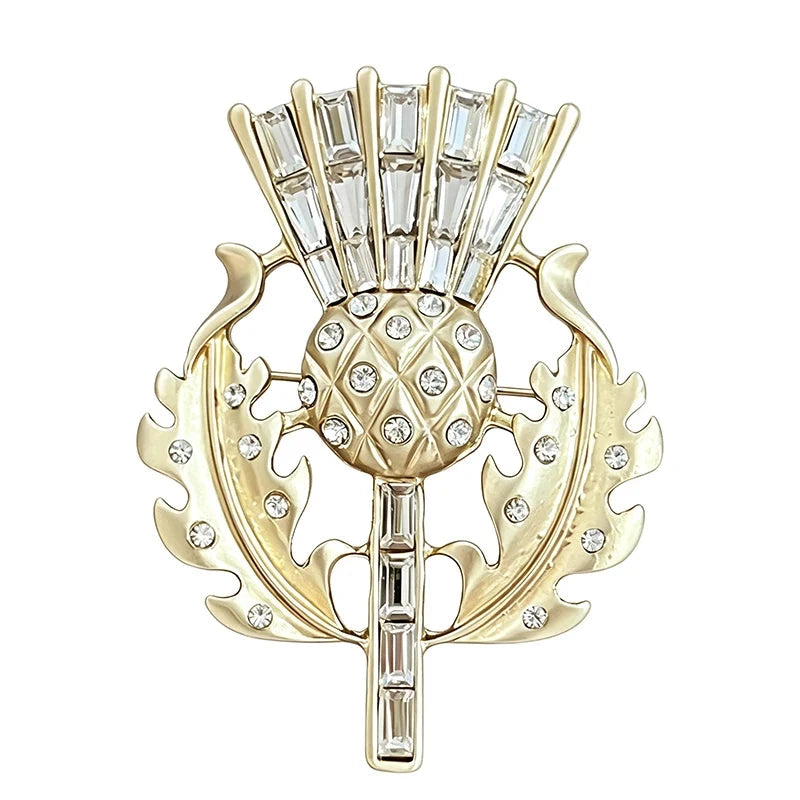 Art Deco Thistle with Faceted Accent Accents Brooch original white background product photo