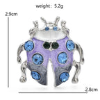 Lavender Enamel Ladybug with Blue Stones Brooch — dimensions