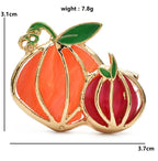 Enamel Pumpkin Pair with Green Leaves Brooch dimensions and weight