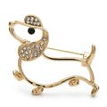 White Enamel Dachshund with Jeweled Scarf Brooch — White Dachshund