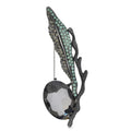 Jeweled Feather with Faceted Drop Brooch — Gray