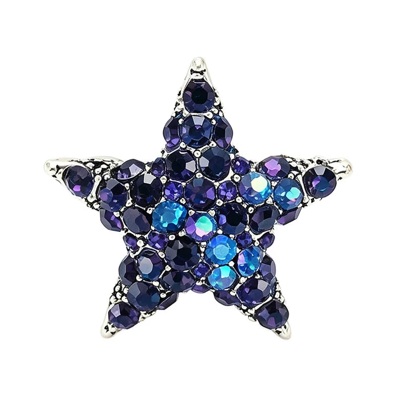 Pave Rhinestone Five Point Star Brooch original white background product photo
