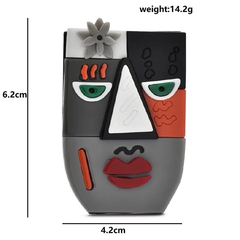Acrylic Abstract Portrait Brooch — dimensions