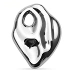 Polished Organic Oval Stainless Steel Brooch — Silver