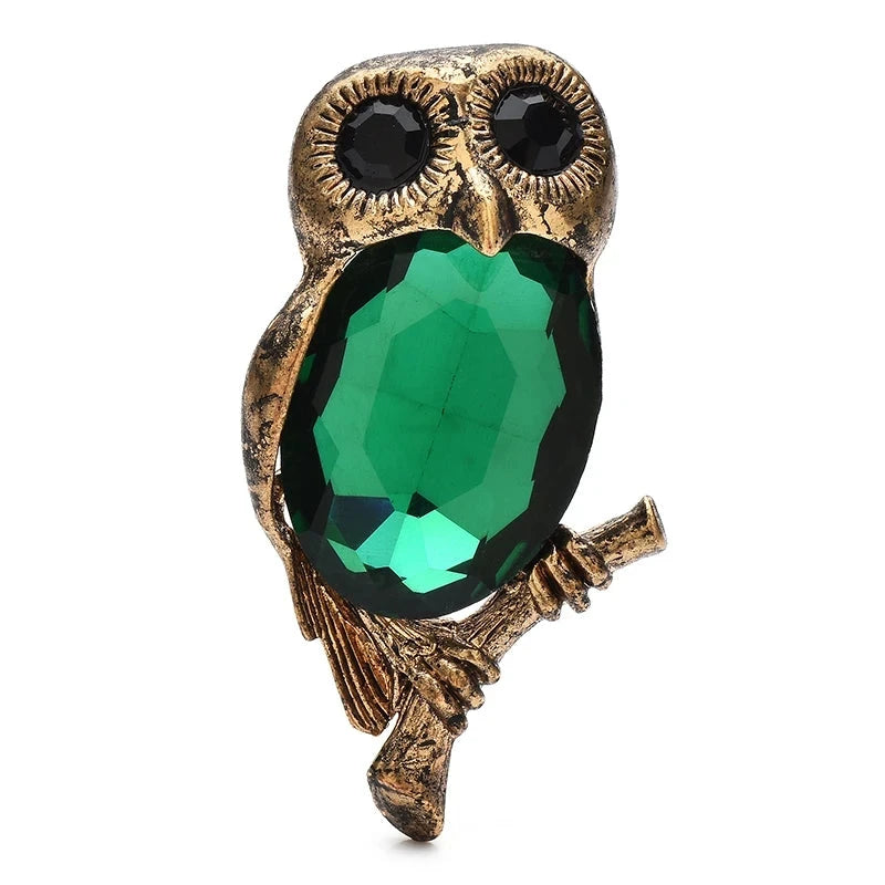 Faceted Owl on Branch Brooch original variant product photo