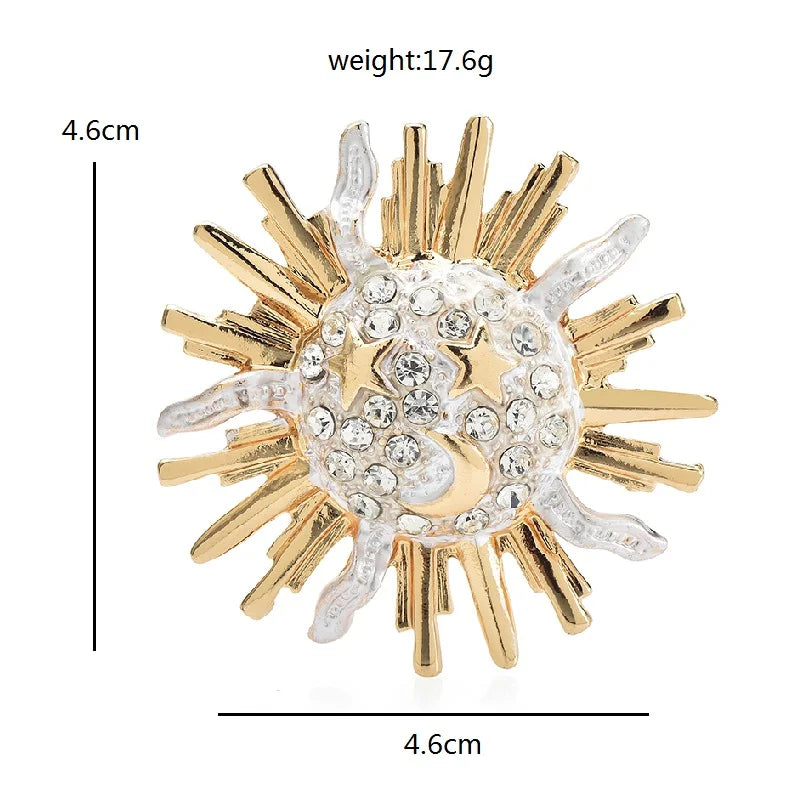 Smiling Sun and Stars Brooch