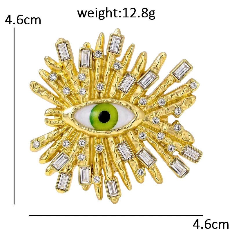 Sparkling Eye Sunburst Brooch