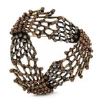 Triangular Lattice Wreath with Rhinestones Brooch — Champagne