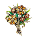 Vintage Rhinestone Daisy Bouquet Brooch original white background product photo