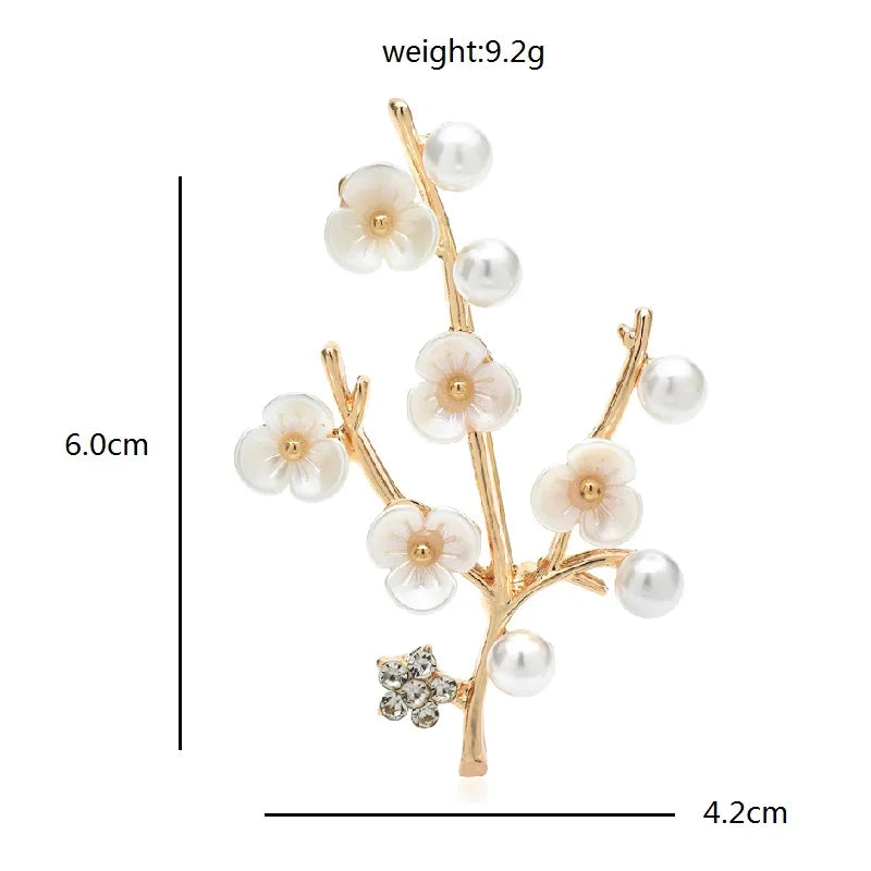 Pearl-Look Blossom Branch Brooch