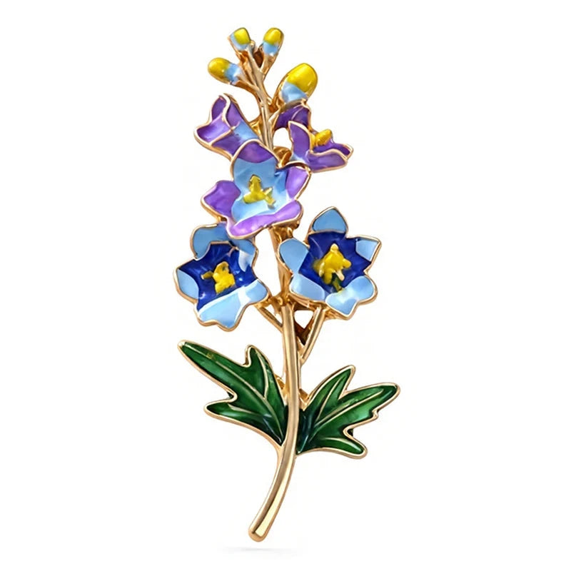 Blue and Purple Larkspur Sprig Brooch original white background product photo
