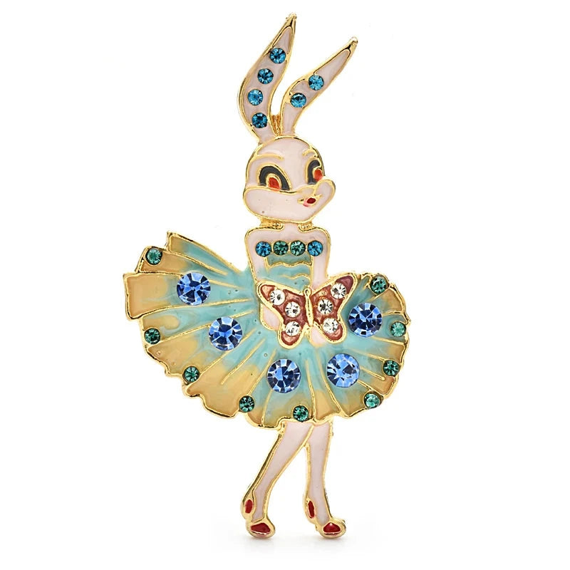 Dressed Bunny with a Floral Skirt Brooch original white background product photo