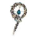 Coiled Rhinestone Snake Brooch — Blue