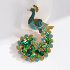 Peacock with Floral Jewel Tail Brooch