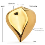 Sculptural Folded Heart Stainless Steel Brooch — dimensions