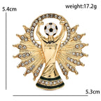 Football Trophy with Player and Jeweled Sunburst Brooch — dimensions