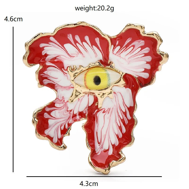 Surreal Enamel Eye Flower Brooch dimensions and weight