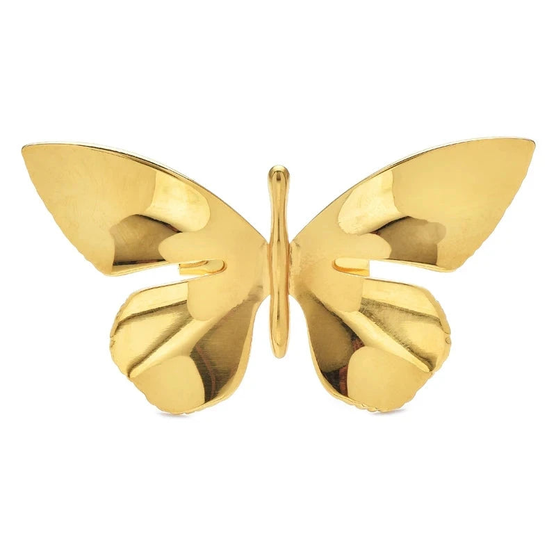 Polished Sculptural Butterfly Brooch — Gold