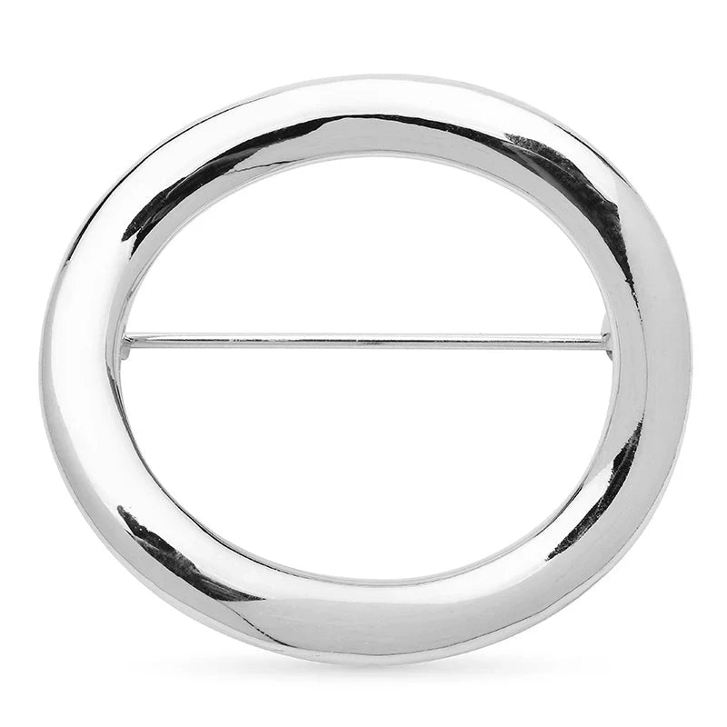 Polished Open Circle Brooch — Silver