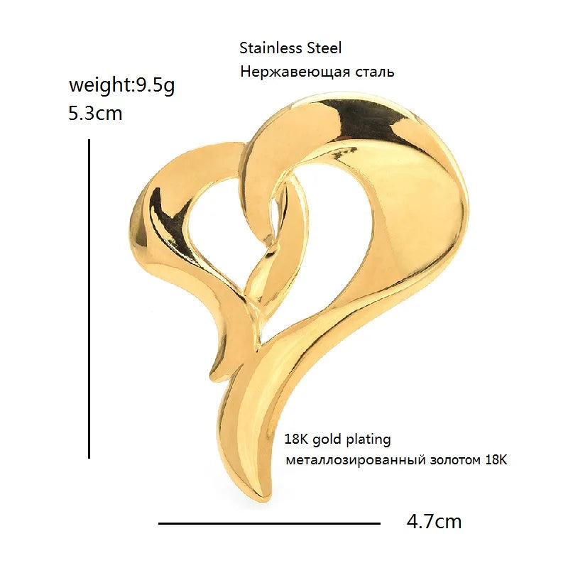 Sculptural Interlocking Hearts Brooch