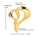 Sculptural Interlocking Hearts Brooch