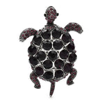 Jeweled Sea Turtle Brooch — Black & Purple