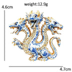 Patterned Three Headed Dragon Brooch