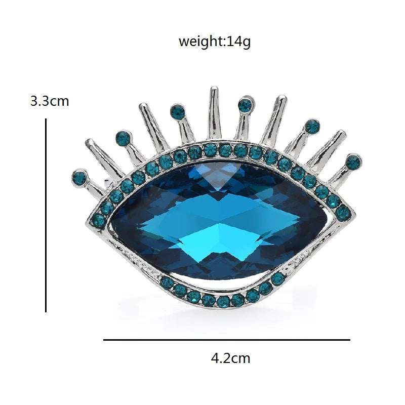 Faceted Crystal Eye Brooch