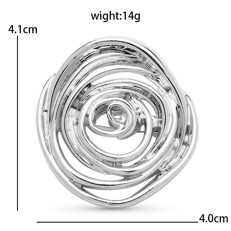 Polished Openwork Rose Brooch — dimensions