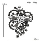 Openwork Flower with Pearl-Look Cluster Brooch — dimensions
