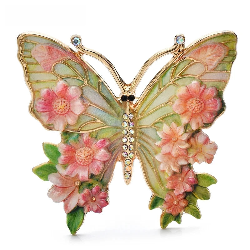 Floral Butterfly Brooch — Pink