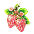 Strawberry Pair with Blossoms Brooch original white background product photo