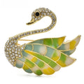 Green Enamel Swan with Rhinestones Brooch product variant photo