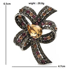 Vintage-Style Faceted Bow with Flower Loops Brooch — dimensions