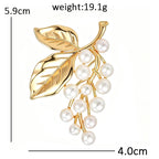 Pearlescent Berry Spray with Two Leaves Brooch