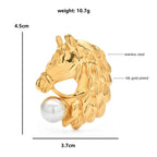 Polished Horse Head with Pearl-Look Accent Brooch — dimensions