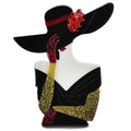 Acrylic Lady in Wide-Brim Hat Brooch — Black