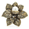 Vintage Pearl-Look Floral Rosette Brooch