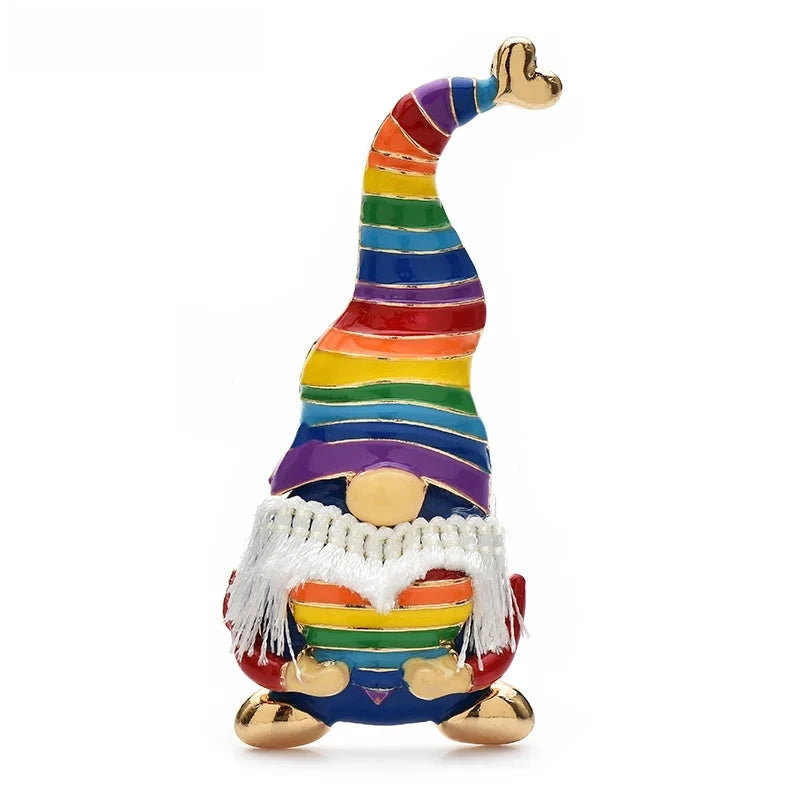 Rainbow Hat Christmas Gnome Brooch product variant photo