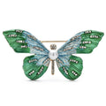Enamel Butterfly with Sparkling Wing Stripes Brooch — Green