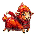 Cheerful Lamb with Winter Scarf Brooch original white background product photo