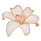 Pearlescent Flower with Curved Petals Brooch — White