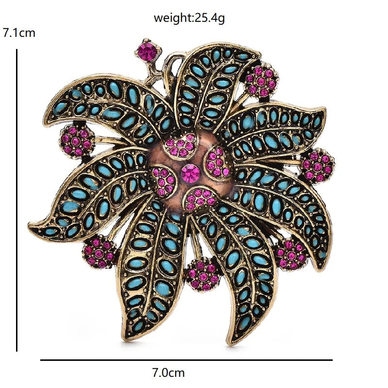 Vintage Jeweled Flower Cluster Brooch dimensions and weight