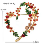 Berry and Leaf Heart Wreath Brooch — dimensions