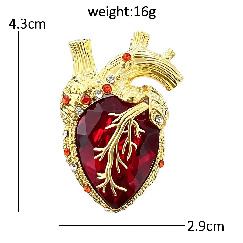 Anatomical Heart with Faceted Faceted Brooch
